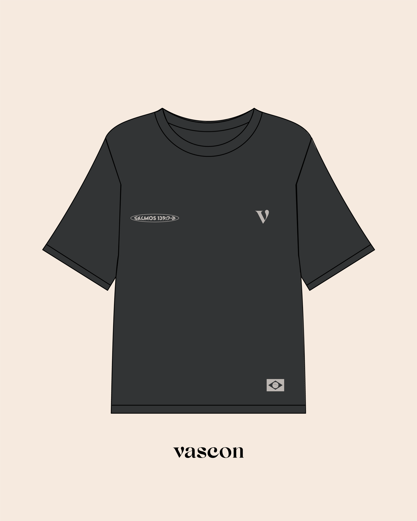 Camiseta Boxy cinza estonado - Salmos 139