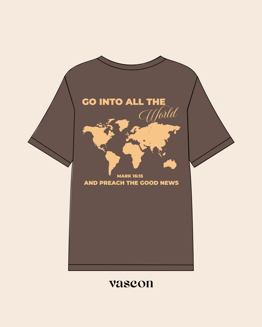 Camiseta Oversized Marrom - Go into all the world